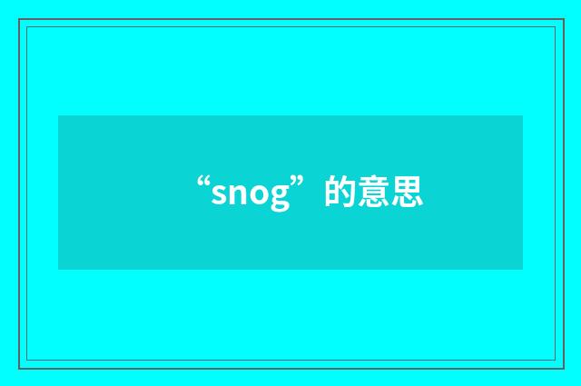 “snog”的意思