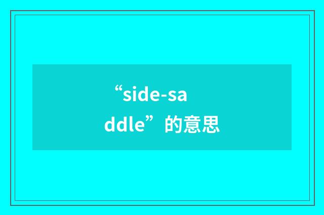 “side-saddle”的意思