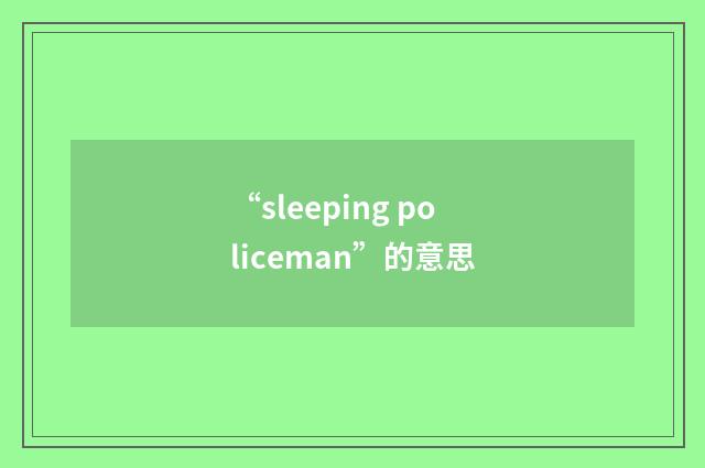 “sleeping policeman”的意思