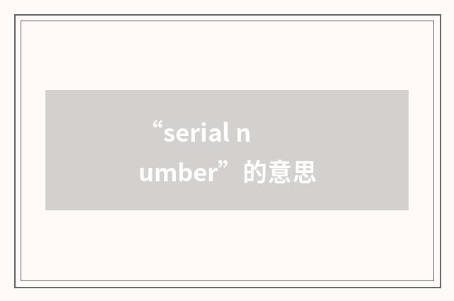 “serial number”的意思