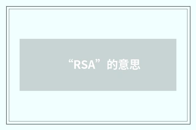 “RSA”的意思