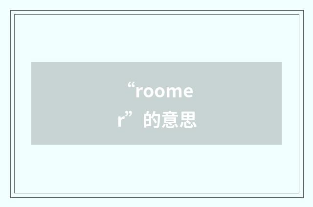 “roomer”的意思