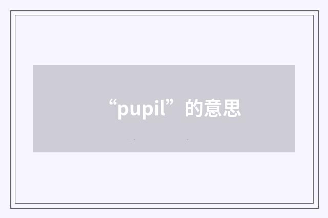 “pupil”的意思