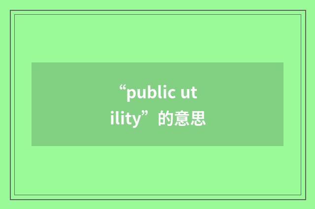 “public utility”的意思