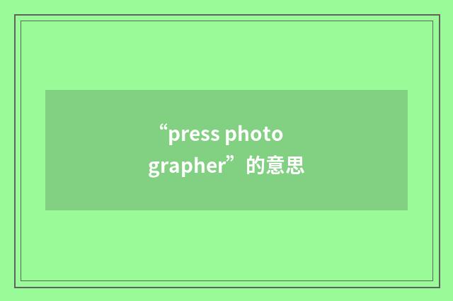“press photographer”的意思