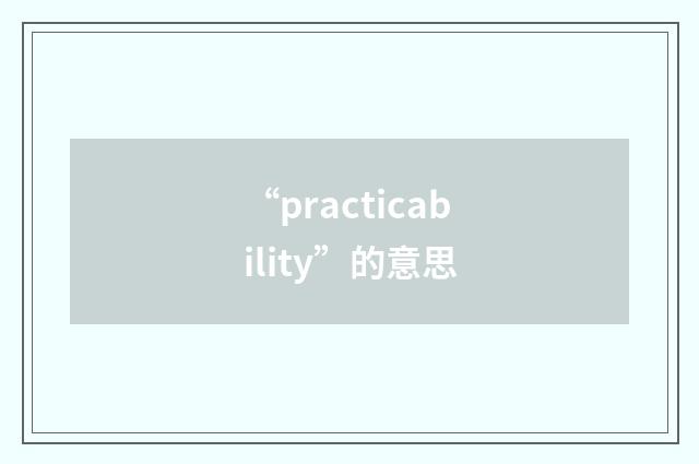 “practicability”的意思
