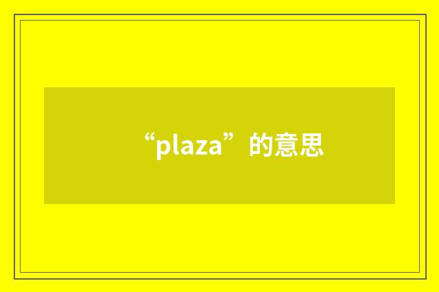 “plaza”的意思