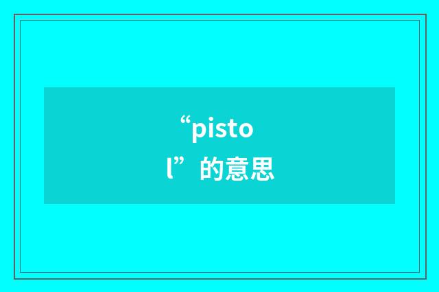 “pistol”的意思