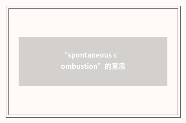 “spontaneous combustion”的意思