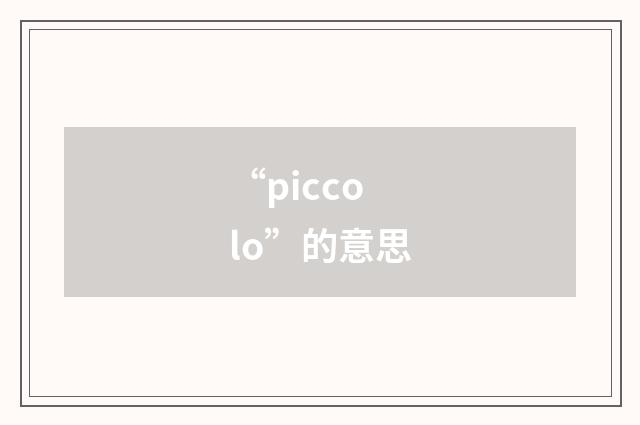 “piccolo”的意思