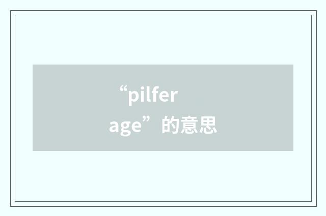 “pilferage”的意思