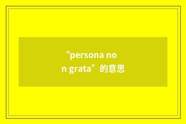 “persona non grata”的意思