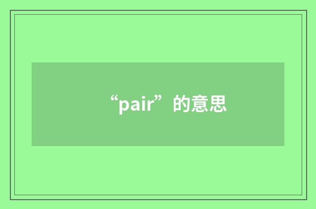 “pair”的意思
