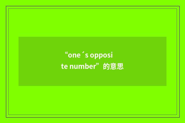 “one´s opposite number”的意思