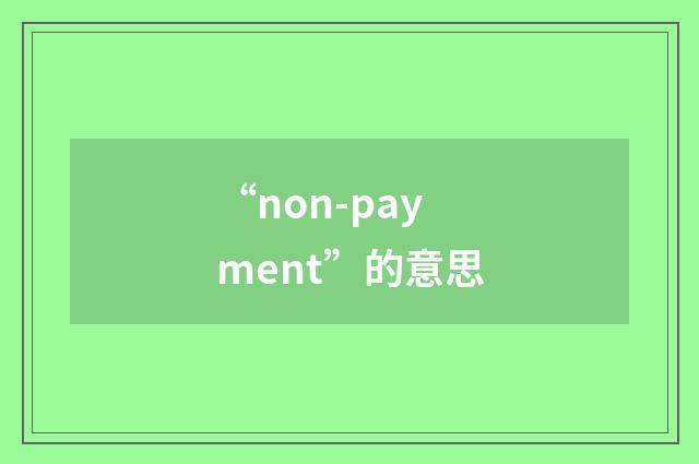 “non-payment”的意思