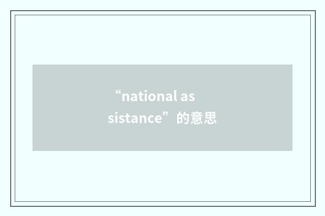 “national assistance”的意思