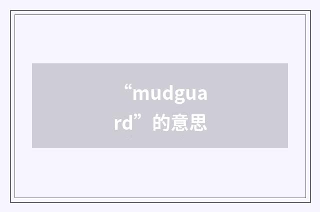 “mudguard”的意思