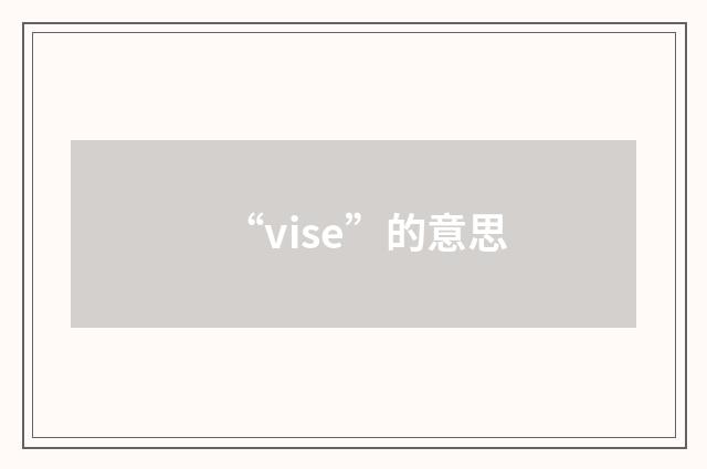 “vise”的意思
