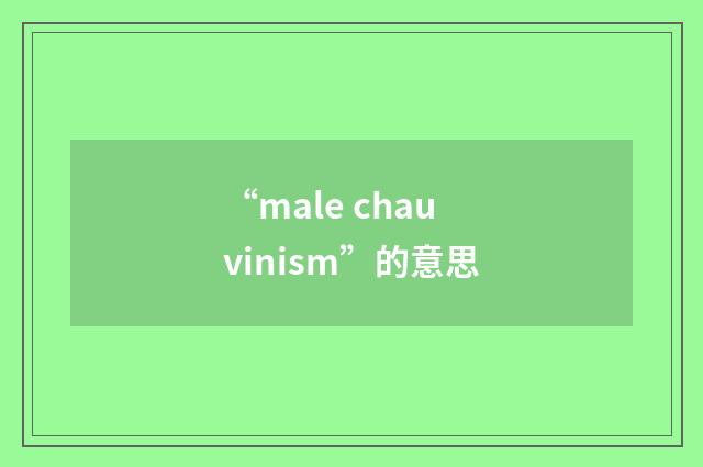 “male chauvinism”的意思