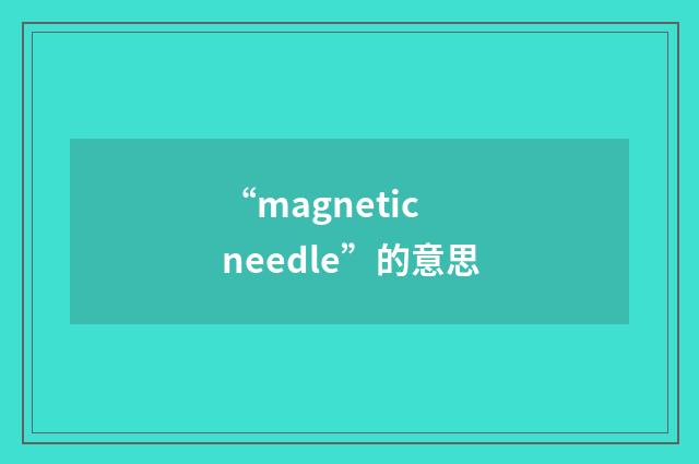 “magnetic needle”的意思