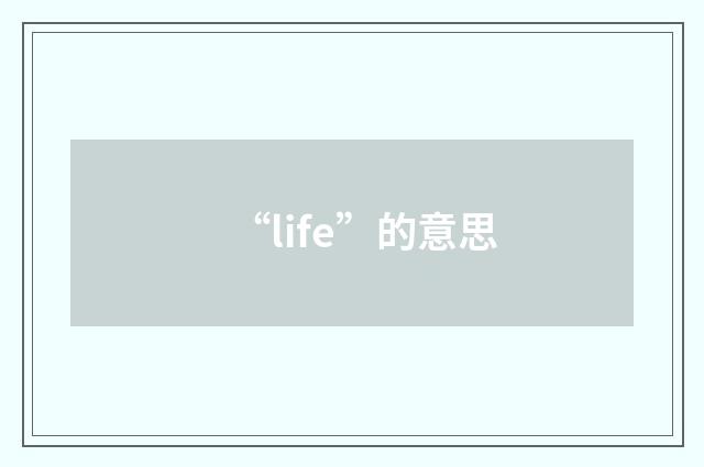 “life”的意思