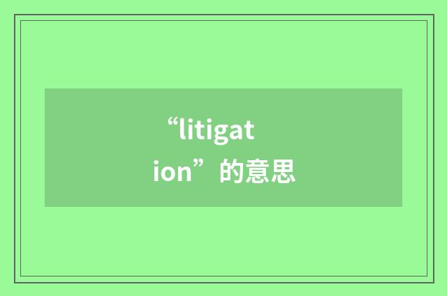 “litigation”的意思