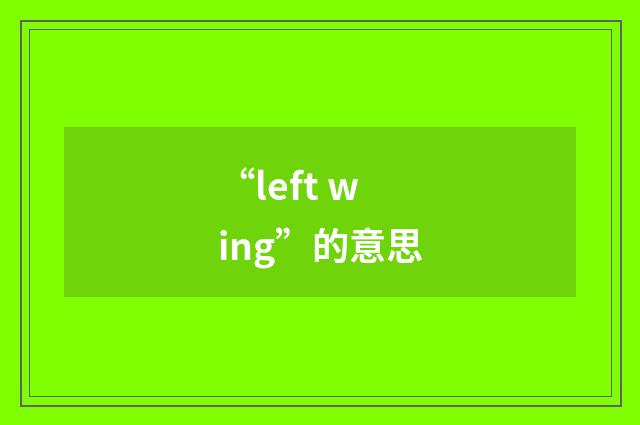 “left wing”的意思