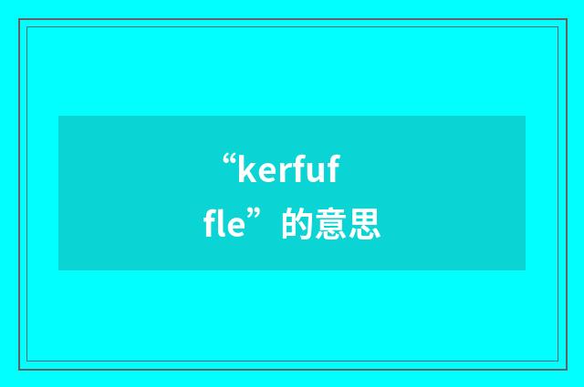 “kerfuffle”的意思