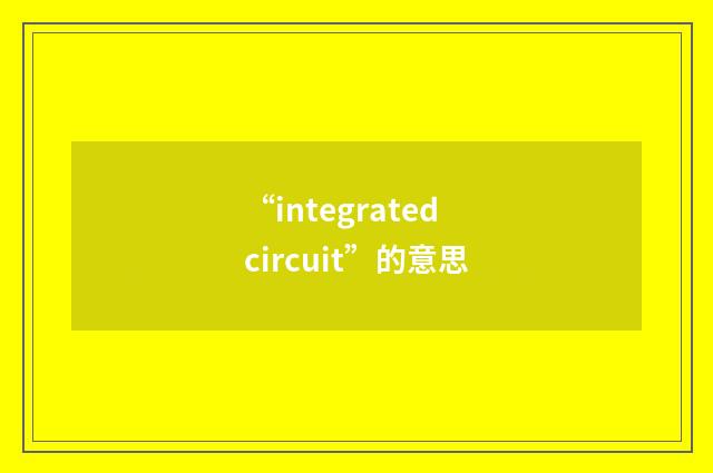 “integrated circuit”的意思