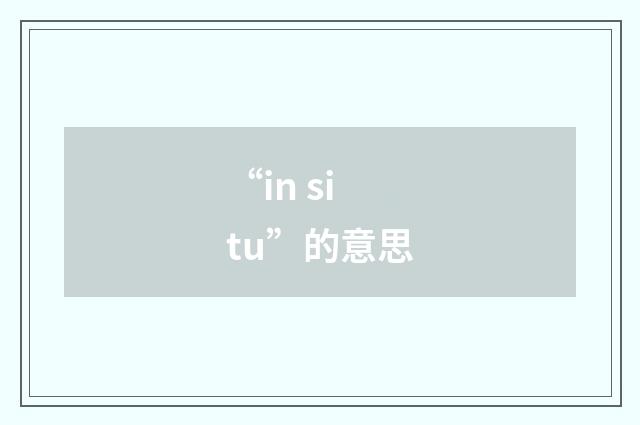 “in situ”的意思