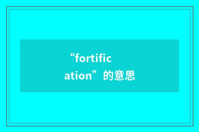“fortification”的意思