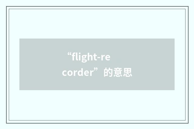 “flight-recorder”的意思