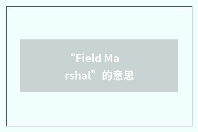 “Field Marshal”的意思