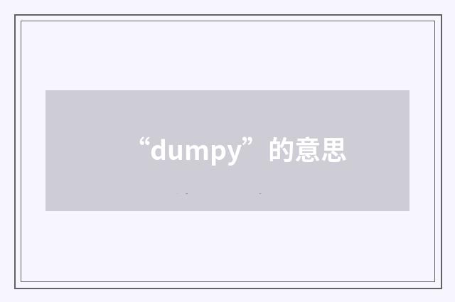 “dumpy”的意思