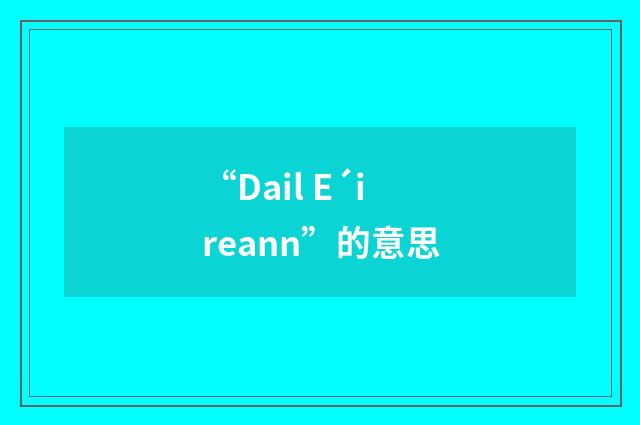 “Dail E´ireann”的意思
