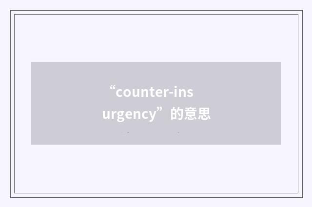 “counter-insurgency”的意思