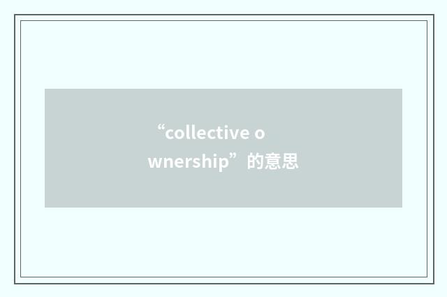 “collective ownership”的意思