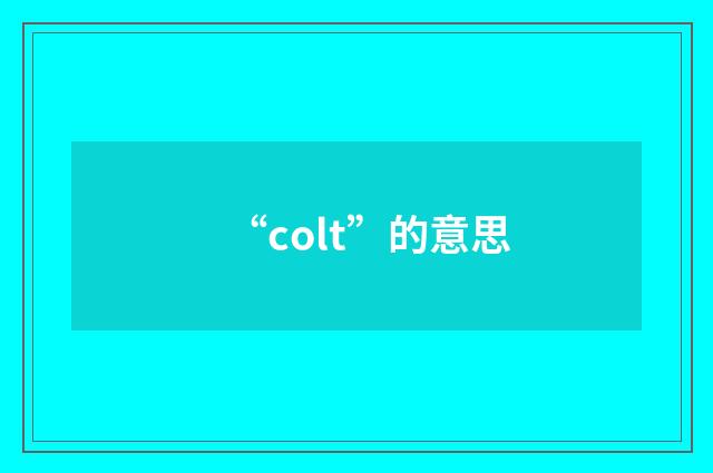 “colt”的意思