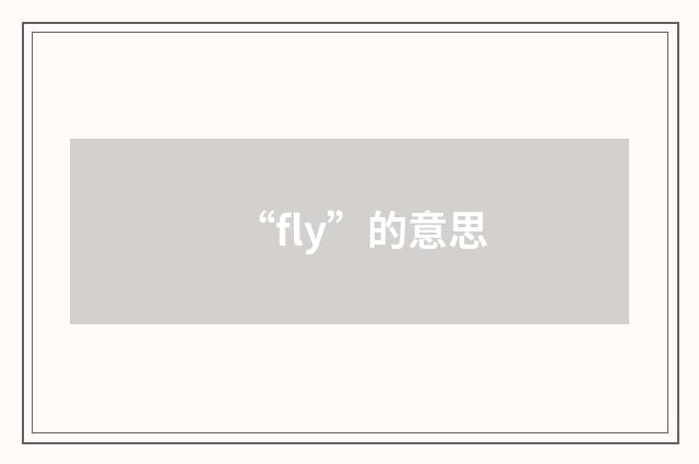 “fly”的意思