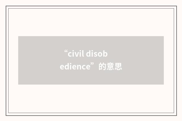 “civil disobedience”的意思