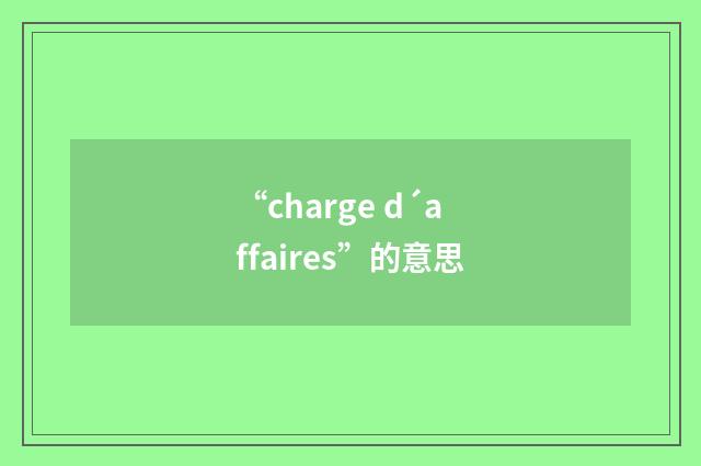 “charge d´affaires”的意思