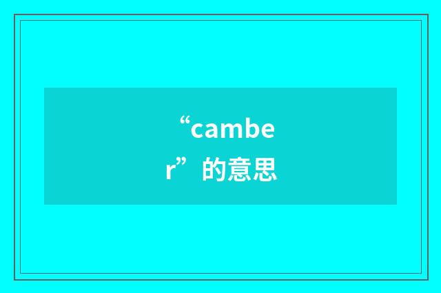 “camber”的意思
