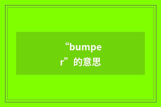 “bumper”的意思