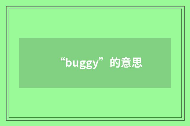 “buggy”的意思