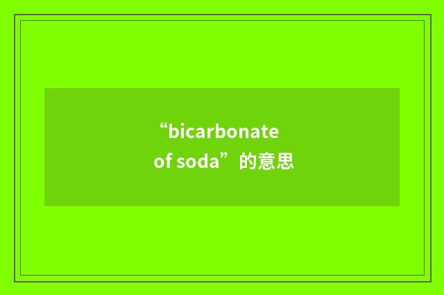 “bicarbonate of soda”的意思
