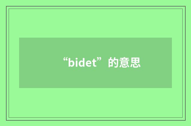 “bidet”的意思