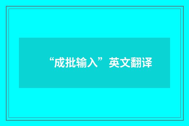 “成批输入”英文翻译
