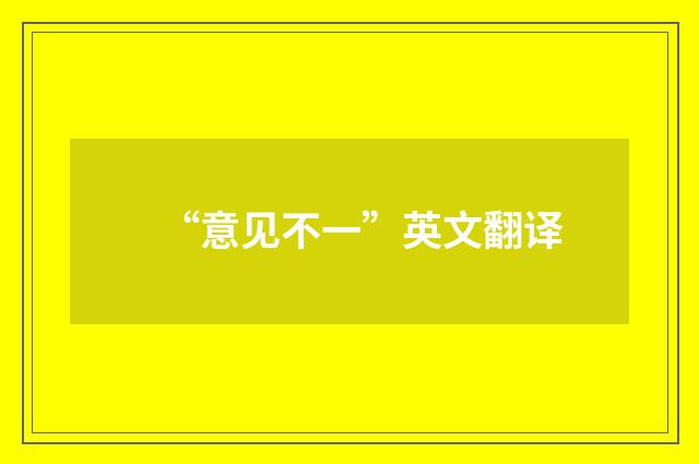 “意见不一”英文翻译