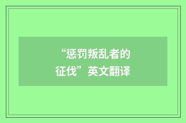 “惩罚叛乱者的征伐”英文翻译