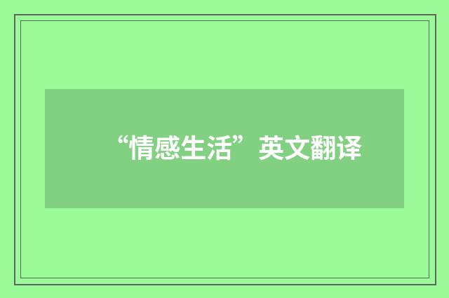 “情感生活”英文翻译